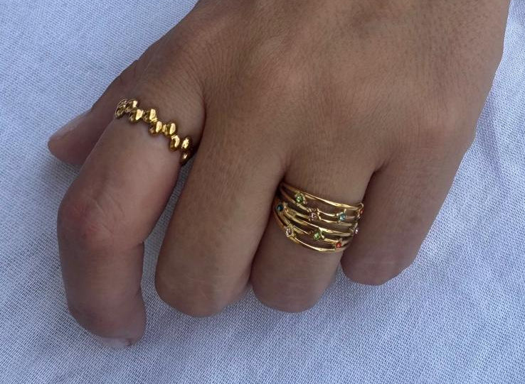 Anillo circonitas colores