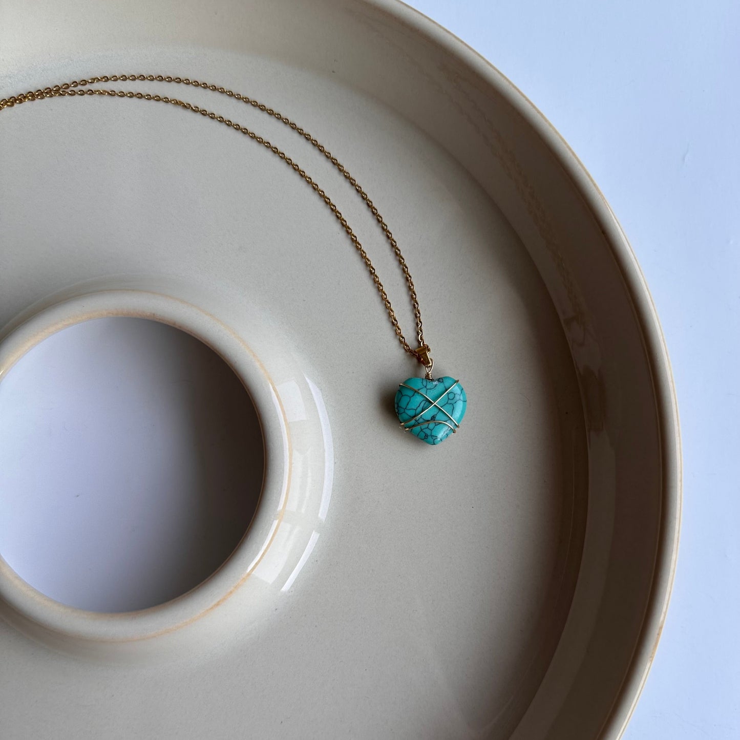 collar corazón turquesa
