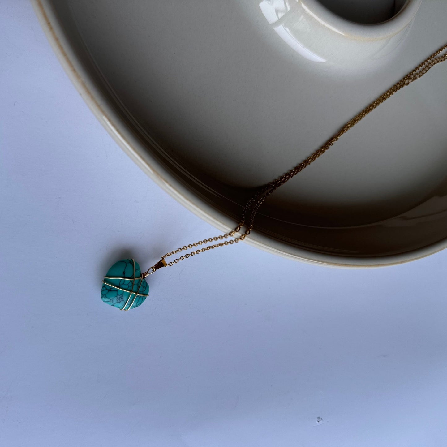 collar corazón turquesa
