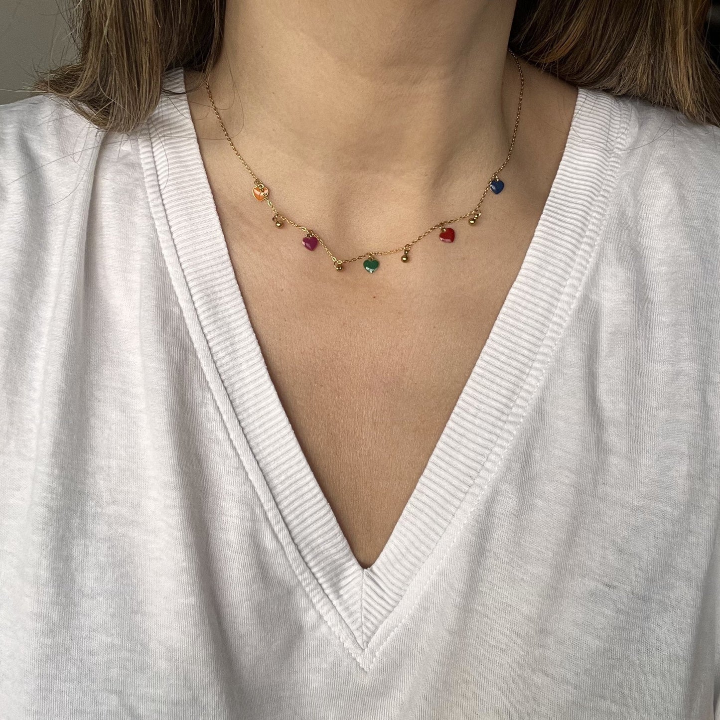 Collar corazones colores