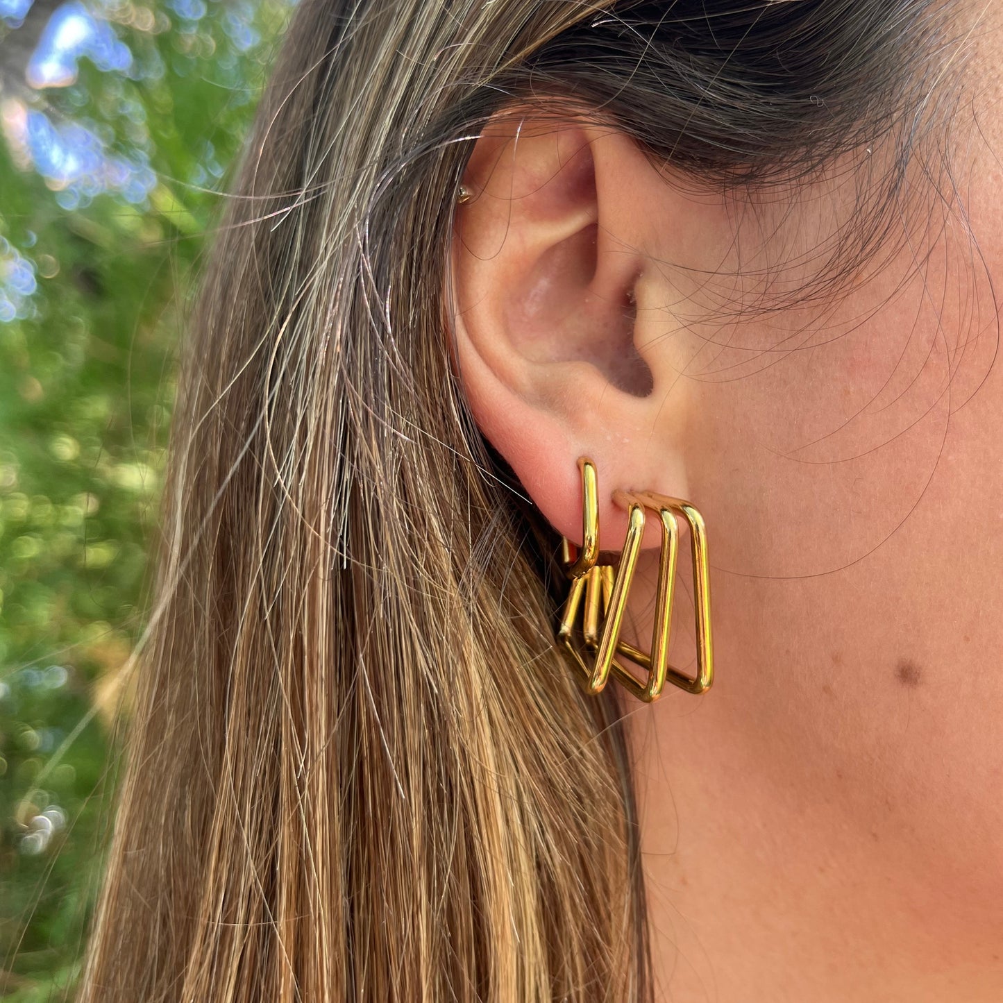 Pendientes triple cuadrado