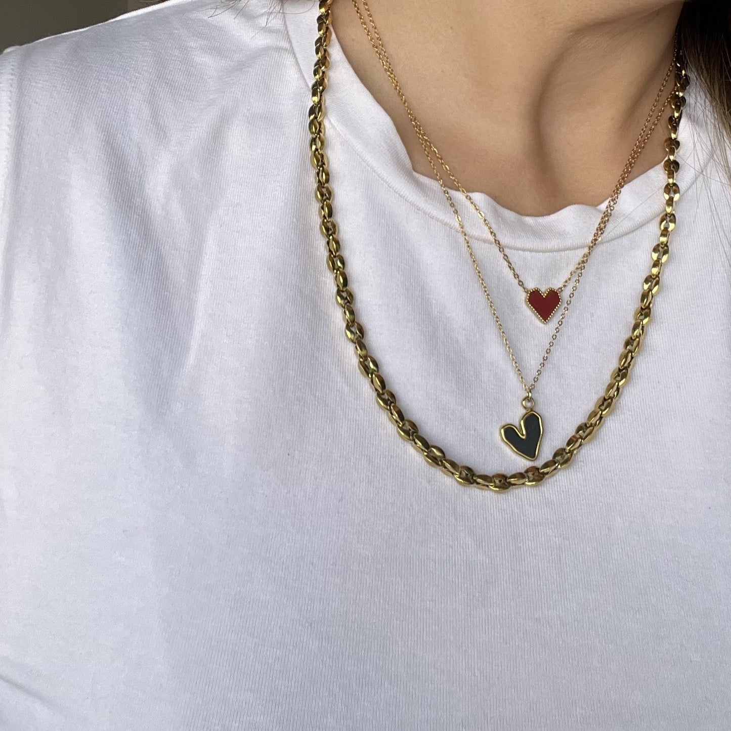 Collar corazón frambuesa