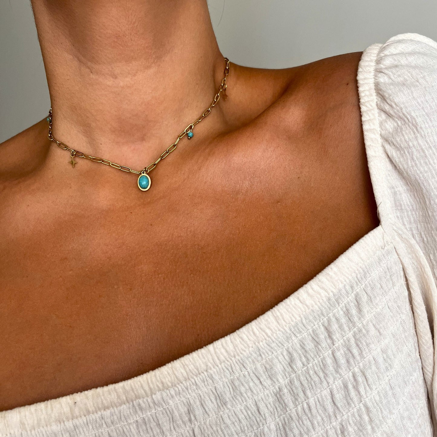 Collar destello turquesa y dorado