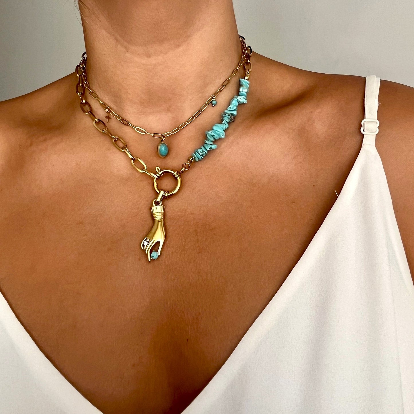 Collar destello turquesa y dorado