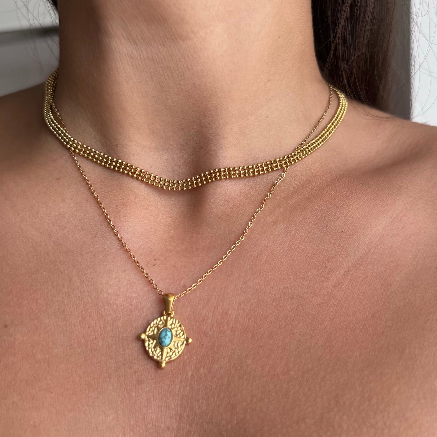 Collar Brújula Turquesa