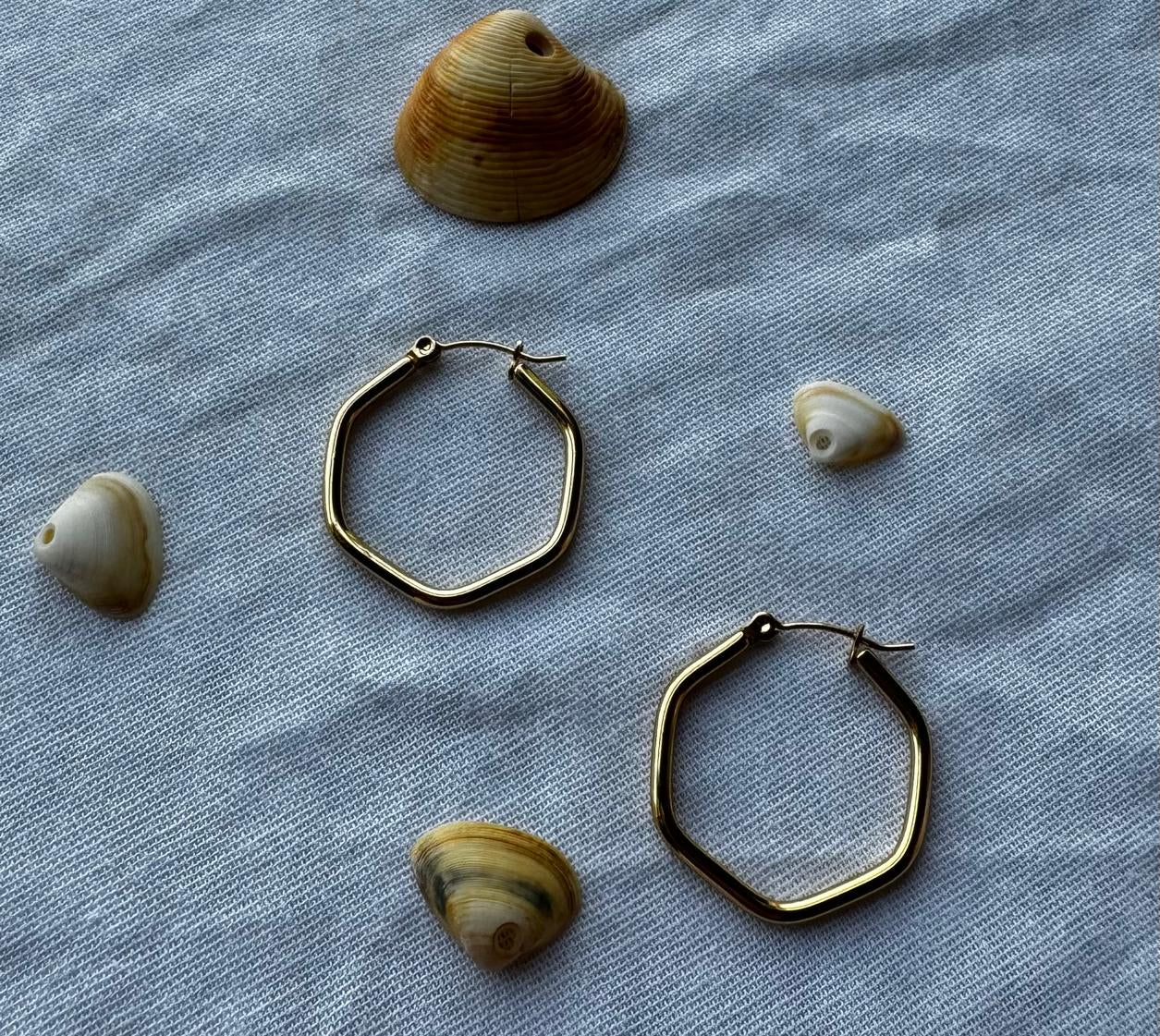 Pendientes aro hexagono grande