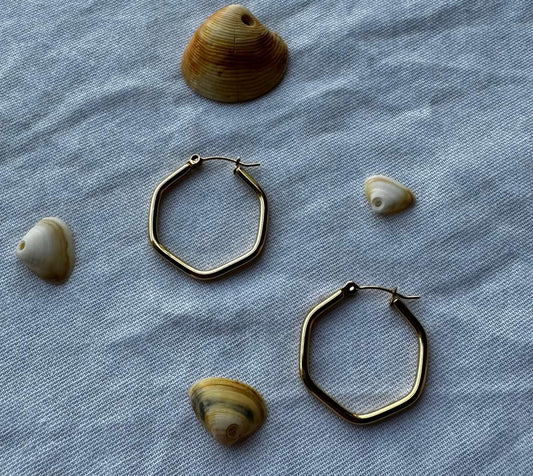 Pendientes aro hexagono grande