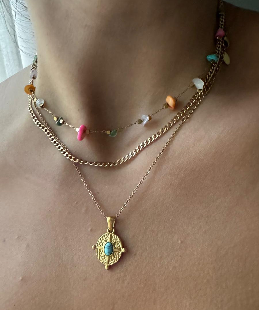 Collar Largo piedras colores