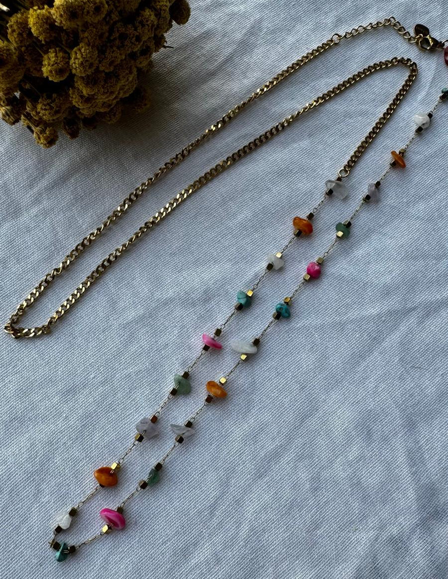Collar Largo piedras colores