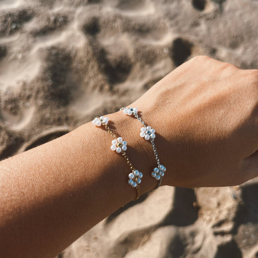 Pulsera flor perlada